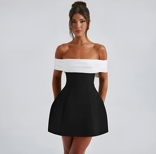 Noir & Blanc Elegance Dress